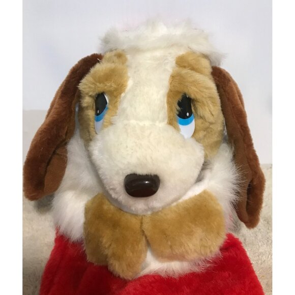 Easton Court Plush Dog Christmas Stocking Brown Ears & Santa Hat 20" - Picture 2 of 6
